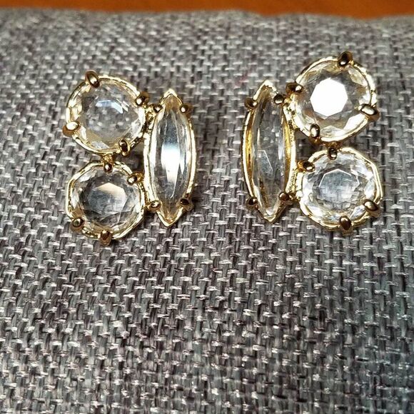 Kate Spade 3 Stone 14K Gold Filed Studs - Picture 1 of 9